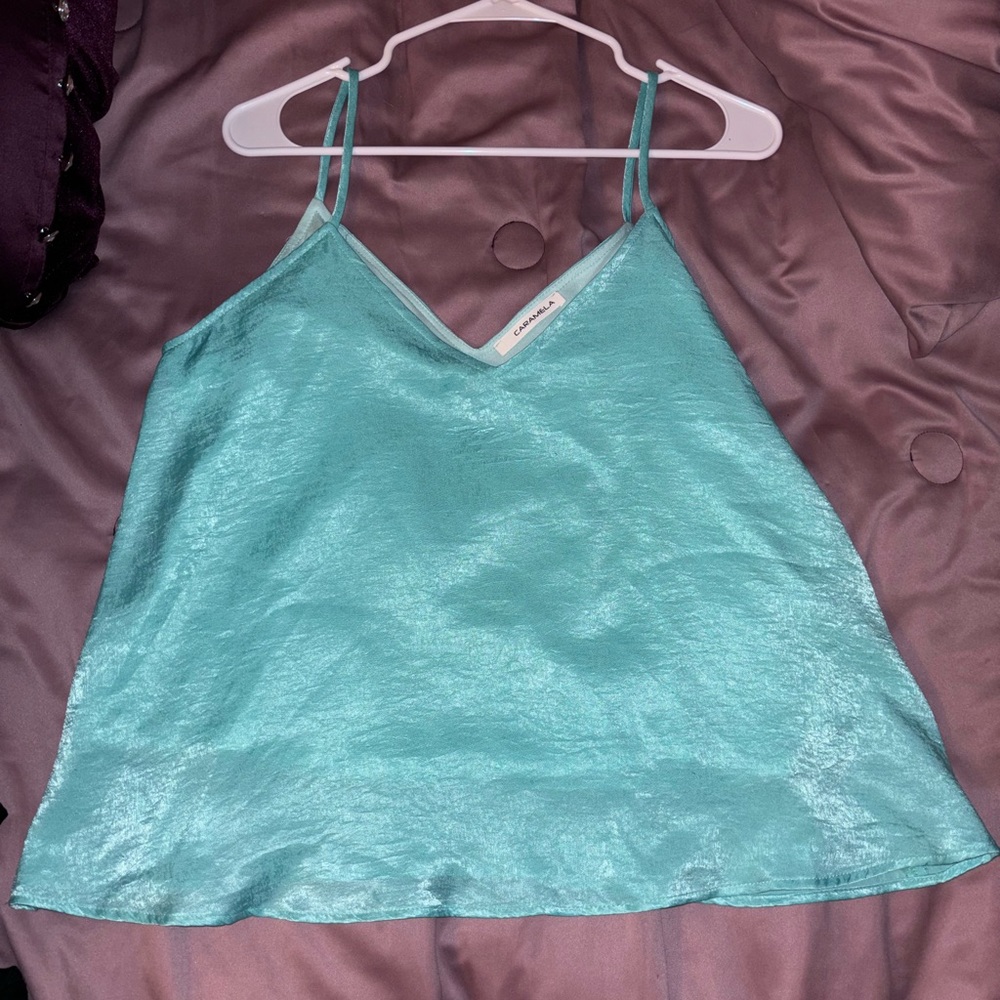 Dressy or Casual Blue spaghetti strap flowy top